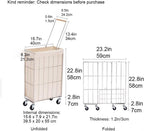 Rolling Laundry Cart with Baskets, Stainless Steel Hamper with Wheels, Slim Laundry Basket Organizer, Foldable Rolling Hamper for Bathroom and Living Room