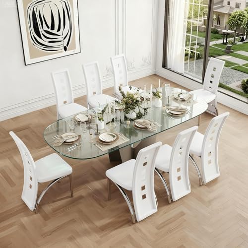 White Dining Chairs Set of 4, Modern Dining Room Chairs Set of 4, Upholstered...