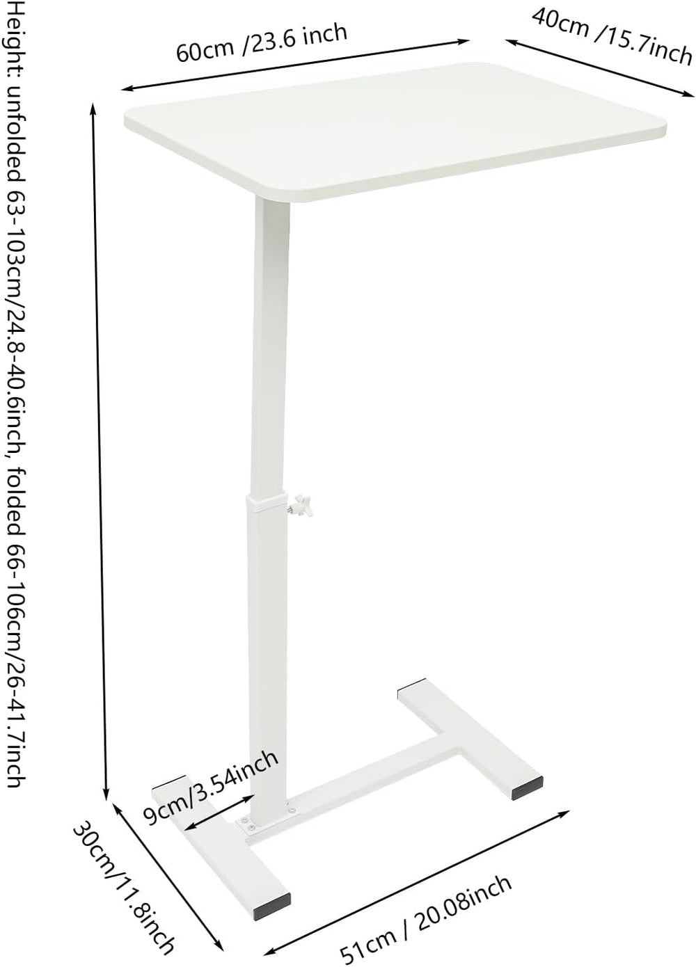 Modern Overbed Table, C-Shape Bedside Standing Desk Laptop Table Sofa Chair S...