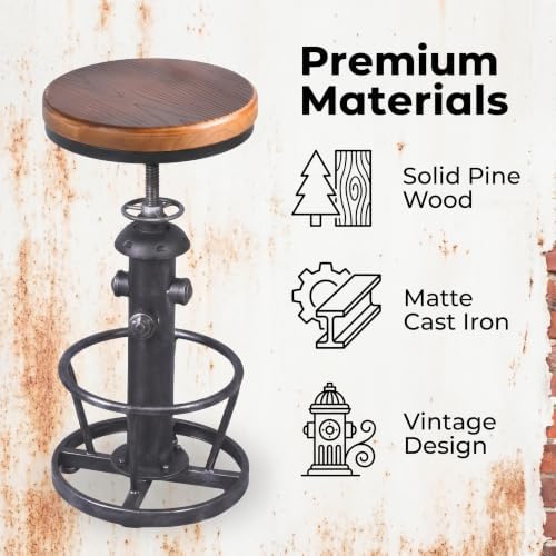 Topower 3 Piece Pub Bar Set Retro Round Bar Table and Stools for 2 Height Adj...