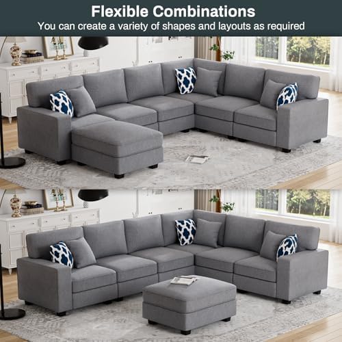 Legend Vansen Oversized Modular Sectional Sofa,U/L‑Shaped Reversible Couch wi...