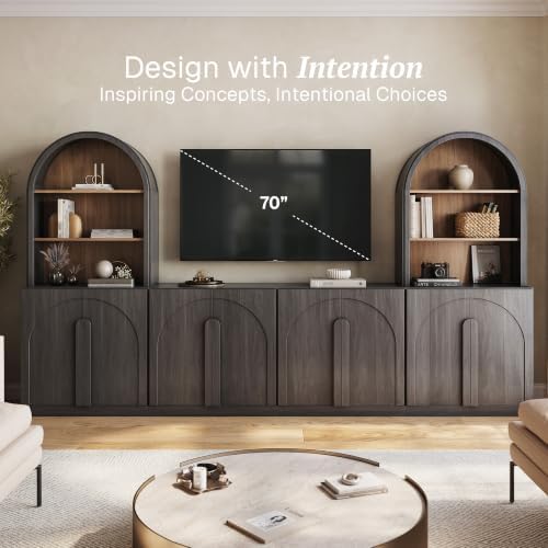BELLEZE Bijou 126" Wall Unit 6-Piece Modular TV Stand - Ebony