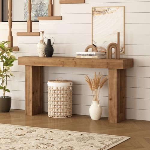 HOKYHOKY Solid Wood Entryway Table, 59-Inch Long Farmhouse Console Tables | R...