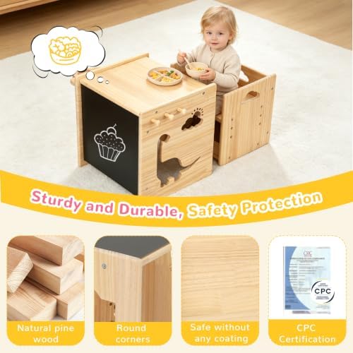 Brobear Weaning Table and Chair Set for 3-Layer Adjustable, Storage Drawer