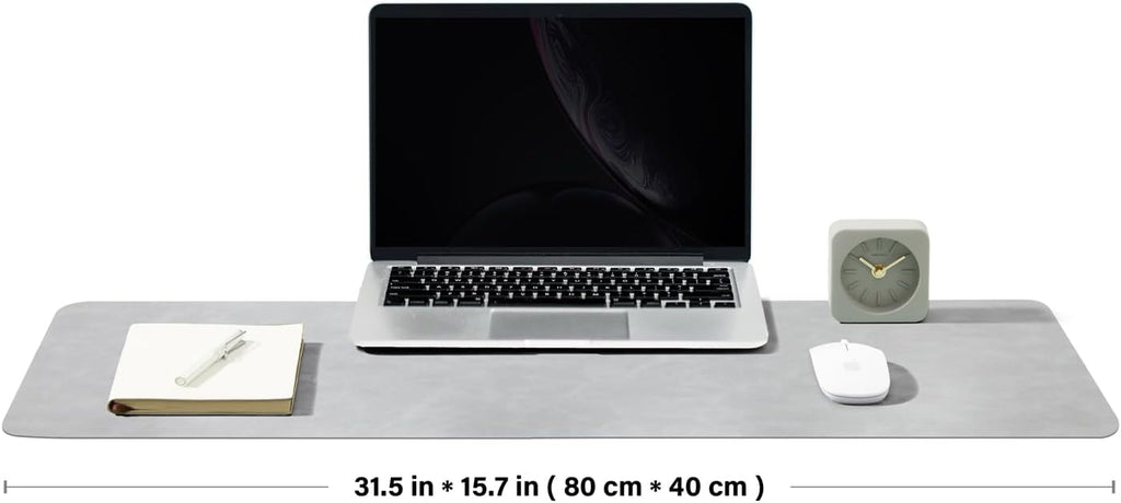 Distressed Leather Desk Mat - Non-Slip PU Desk Pad for Office and Home - Desk Organization and Accessories - Ideal for Large Mouse Pad and Desk Mats on Top of Desks(Ash Gray,31.5"x 15.7")