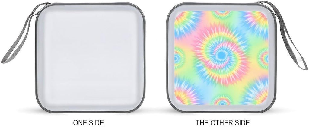 Portable CD/DVD Holder Pink Rainbow Tie Dye, 40-Capacity Hard Case with Zipper, Protective Storage Binder for Music Movies Game Discs