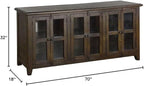 Pemberly Row 70" Dark Wood TV Stand Media Console Cabinet, Rustic Entertainment Center, for TVs up to 80" in Tobacco Leaf