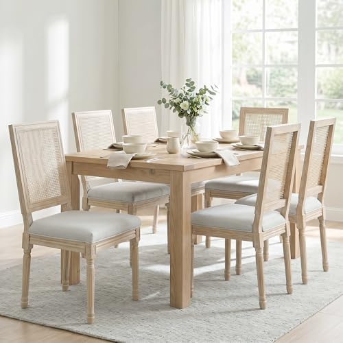 chairus Farmhouse Dining Chairs Set of 2, Rectangle Rattan Back French Countr...