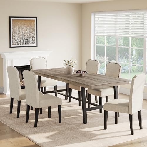 GarveeHome Industrial Dining Table for 8-10 People, 86.61" Long Kitchen ...