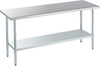 ROCKPOINT Stainless Steel Table for Prep & Work 24x72 Inches, NSF Metal Commercial Kitchen Heavy Duty Table with Adjustable Under Shelf and Table Foot for Restaurant, Home and Hotel