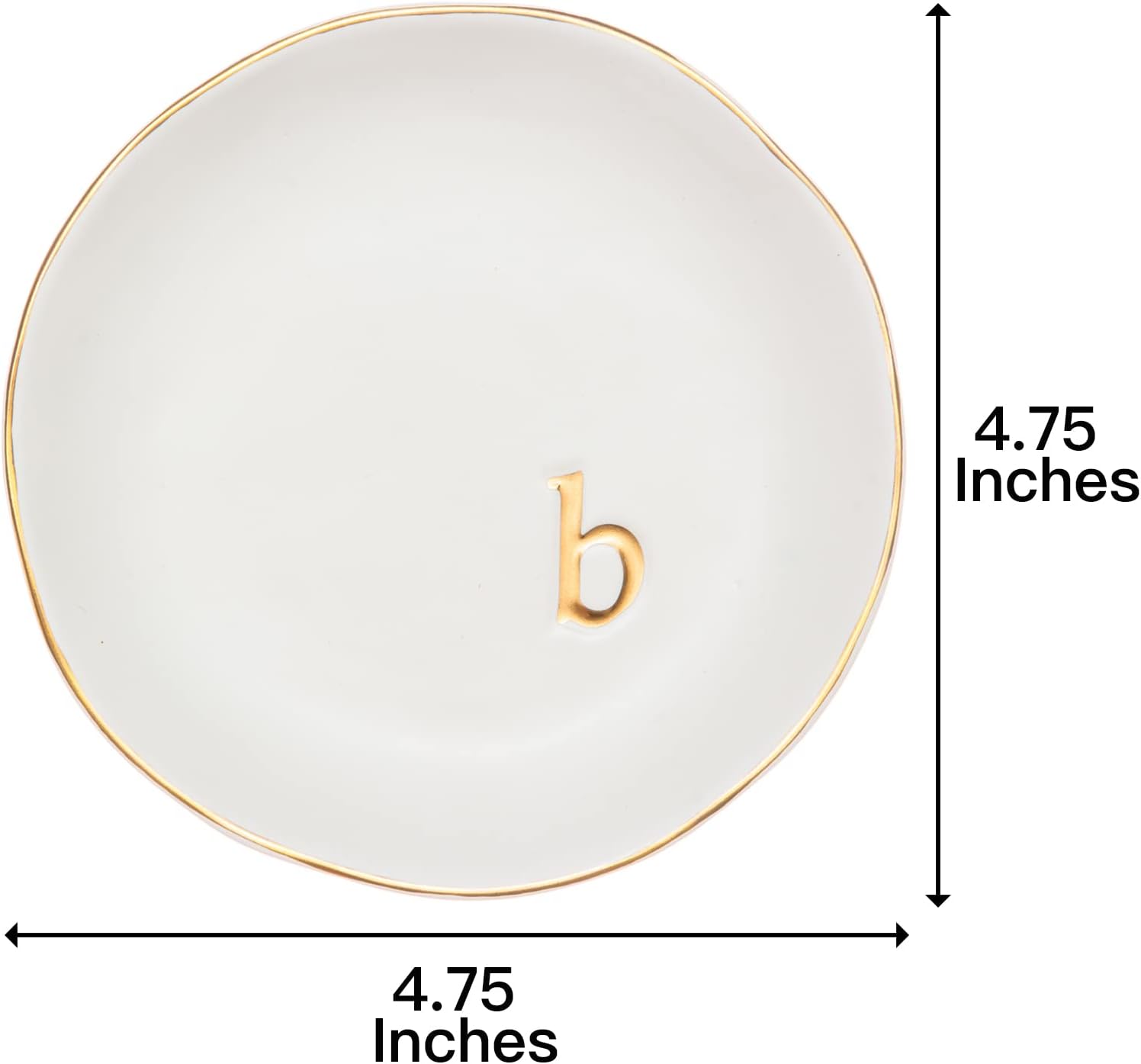 COLLECTIVE HOME - Ceramic Jewelry Tray, Decorative Trinket Dish for Rings Earrings Necklaces Bracelet Watch Keys, Birthday Mother's Day Christmas Gift for Women, 4.75", White Surface (B)