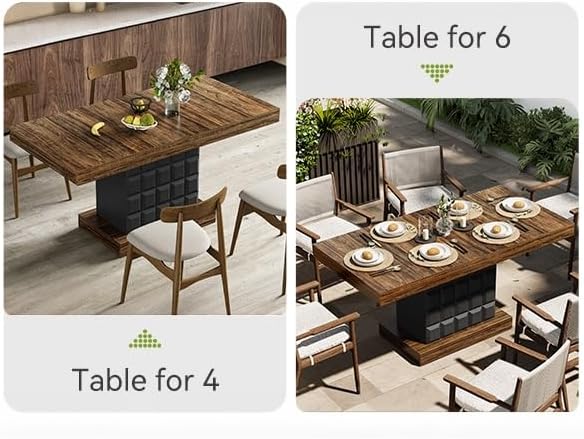 LITTLE TREE 63" Modern Dining Table, Rectangular Dinner Table for 4-6, F...
