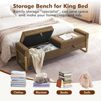 67" Storage Bench for Bedroom, End of Bed Bench King Size, Brown | Double Lids Storage Ottoman Bench with Golden Legs, Upholstered Velvet Bench for Foot of Bed Window Living Room Entryway