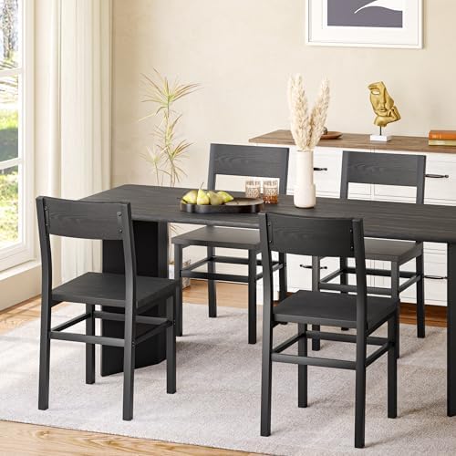 MECHYIN Black Dining Chairs Set of 4, Upgrade Farmhouse Kitchen Room Chair