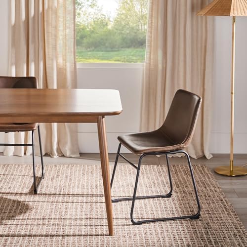 Walker Edison Mid-Century Modern Solid Wood Tapered-Leg Dining Table, 59 Inch...