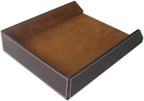 KINGFOM Letter Tray, PU Leather Paper Organizer Tray for Desk, Paper Organizer Storage Holder for Office Home or School A4 Size Brown
