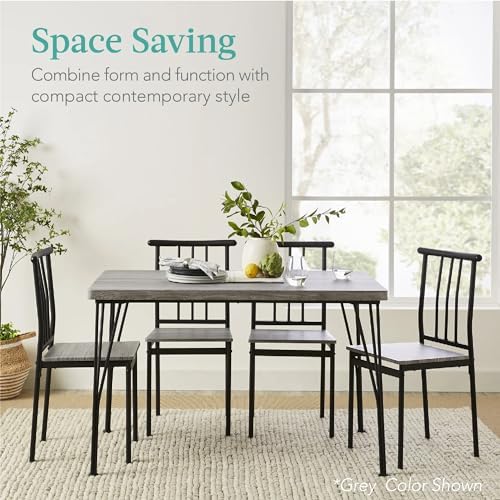 Best Choice Products 5-Piece Metal and Wood Indoor Modern Rectangular Dining ...