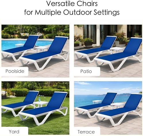 Kozyard Outdoor Chaise Lounge Chair, Full Flat Adjustable Patio Lounger with ...