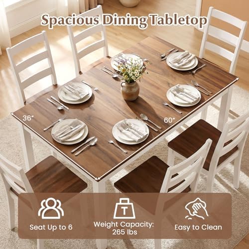 Giantex 7-Piece Dining Table Set for 6, Rectangular 60-inches Kitchen Table a...