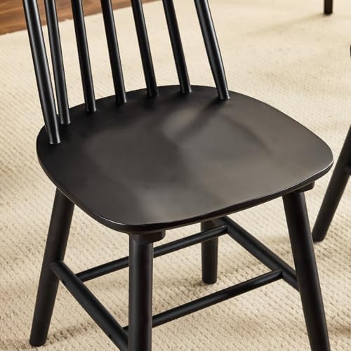 Black Wood Dining Chairs Set of 6, Windsor Farmhouse