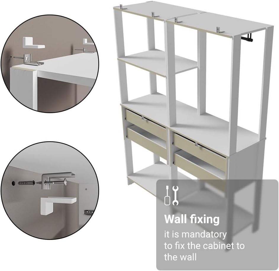 Madesa Kitchen Pantry Storage Rack with 4 Drawers, 5 Shelves and Hanging Spac...
