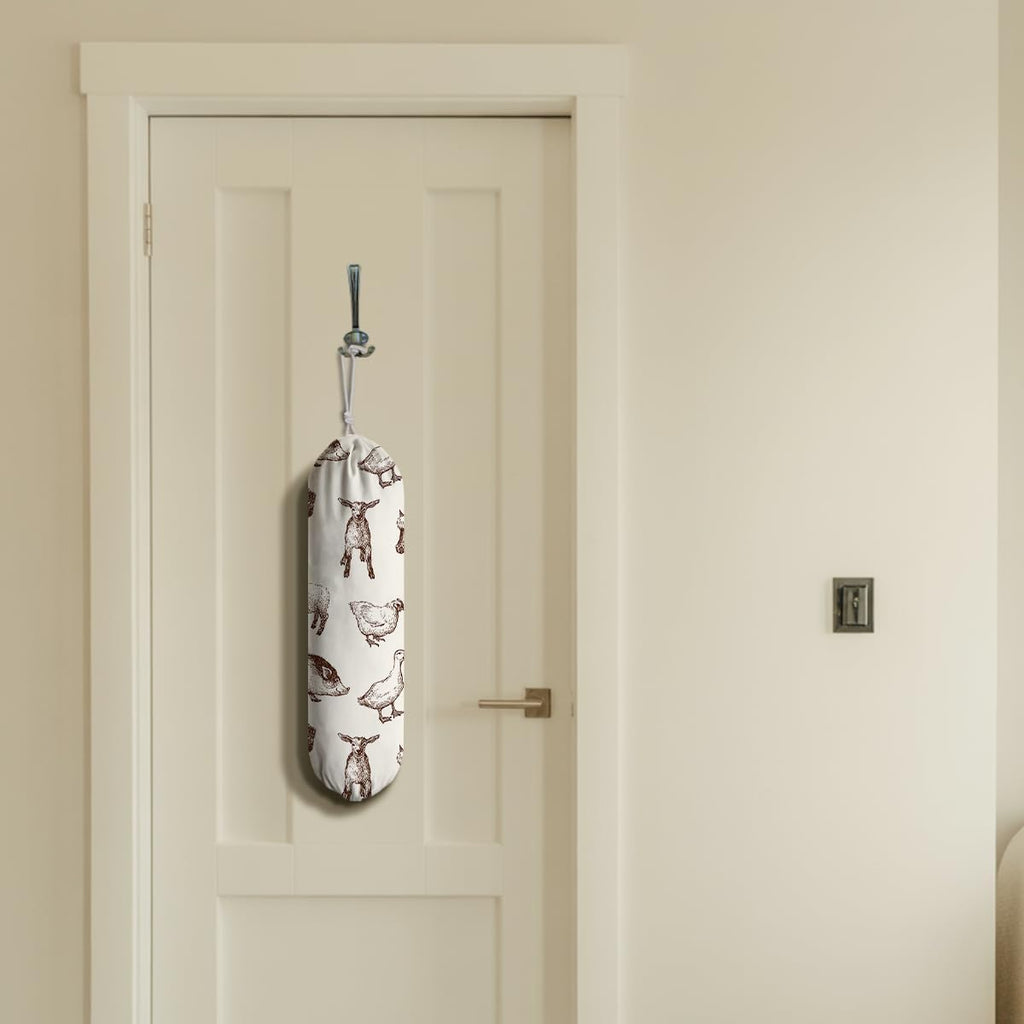 Animals Plastic Bag Holder, Reusable Hanging Grocery Bags Organizer, Wall Mount Plastic Bags Organizer Dispenser for Kitchens, Grocery Stores, Camping Trips, Kitchen Pattern Garbage Bag 50