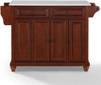 Pemberly Row Modern Wood Granite Top Kitchen Island in Mahogany