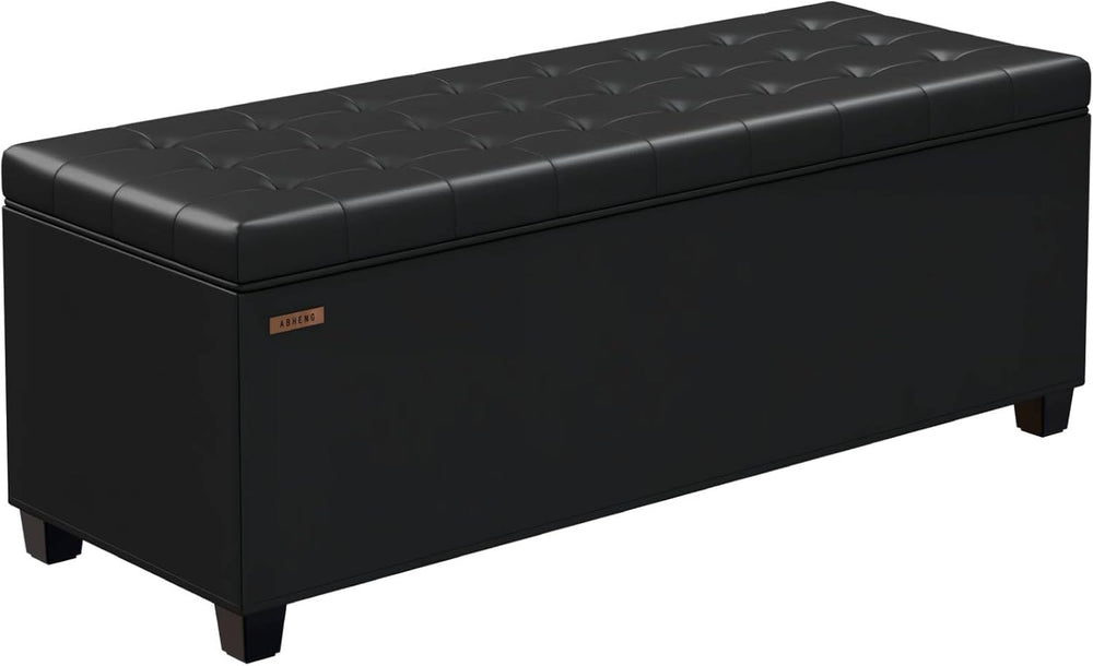 ABHENG Synthetic leather Storage ottoman bench with legs,43.5”W x 15.7”D x 15...