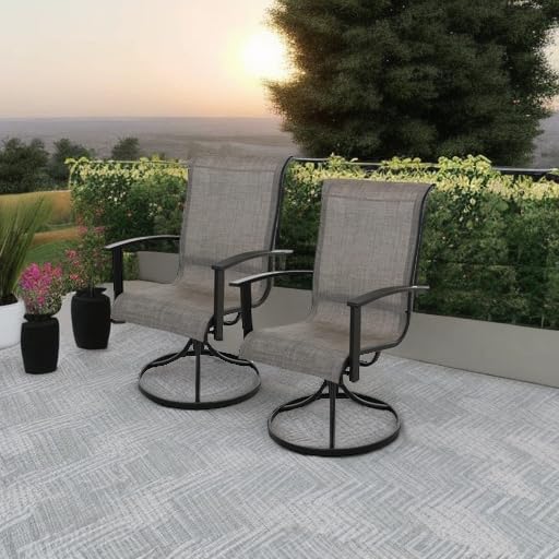 Grand Patio Outdoor Swivel Dining Chairs Set of 2, 360 Degree Mesh Sling Rock...