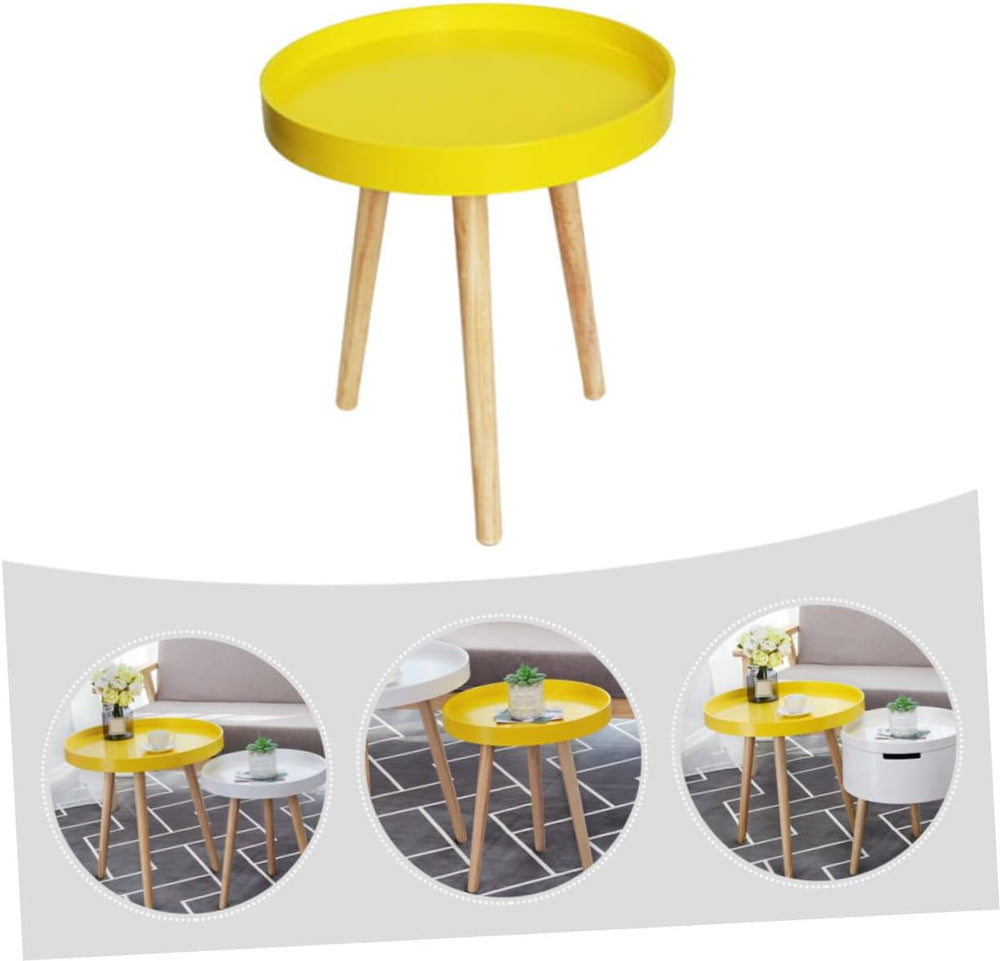 ARTIBETTER Modern Mini Round Yellow End Table, Nordic Style Small Indoor Beve...