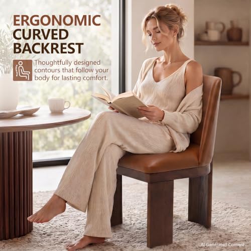 RIVOVA Upholstered Dining Chairs Set of 4, Modern Wooden Dining Room Chair PU...