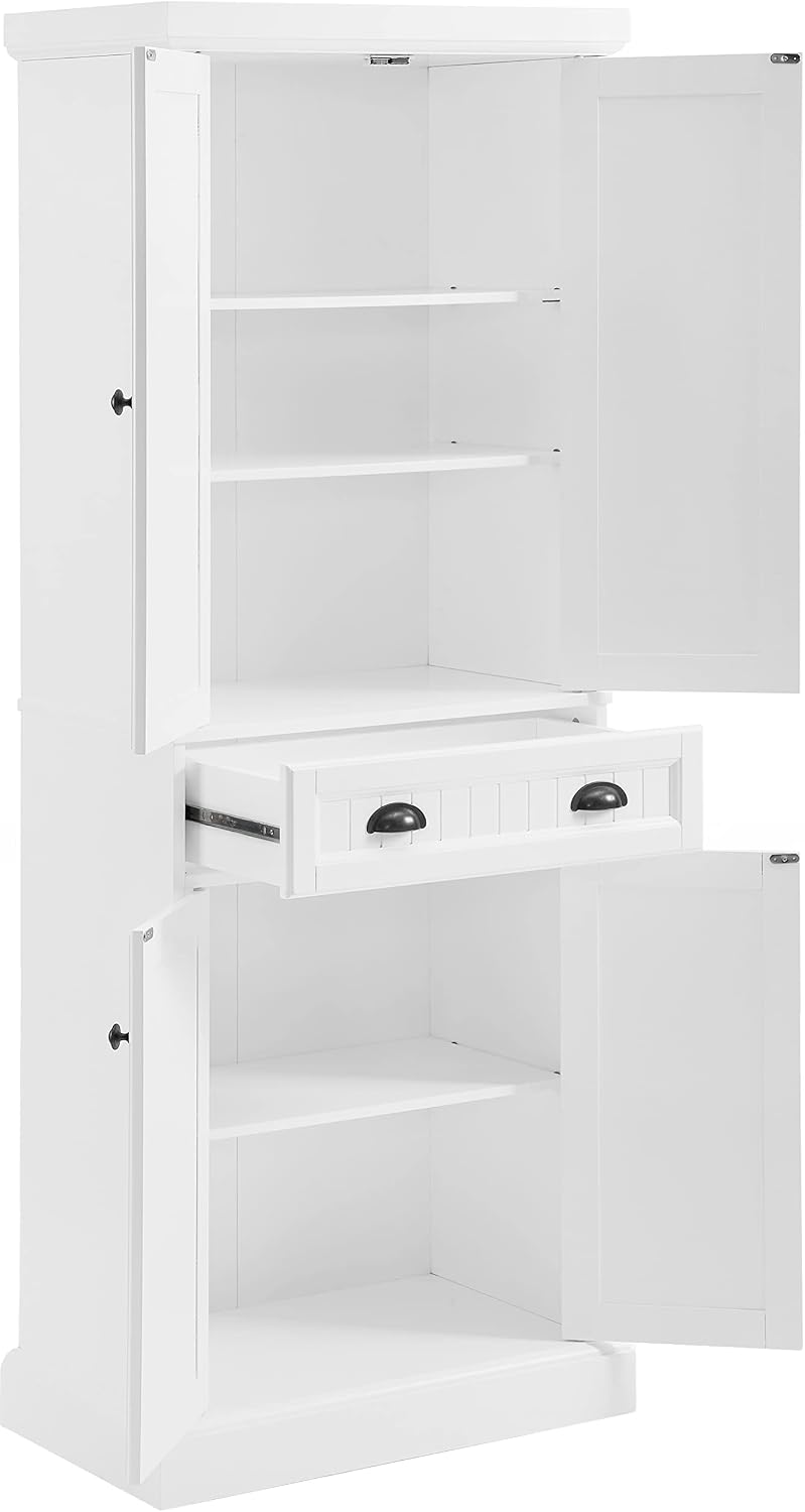 Crosley Furniture Shoreline Coastal Pantry Storage Cabinet with Shelves, Kitc...