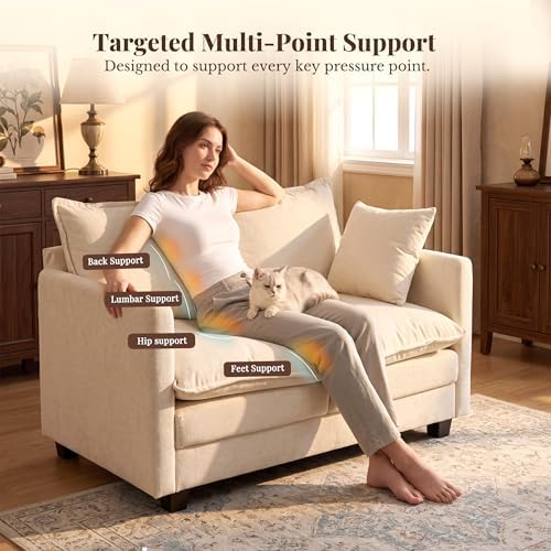 KYJ Loveseat Sofa, Cloud Love Seat Couch 3 Layer Cushion for Small Spaces | 5...