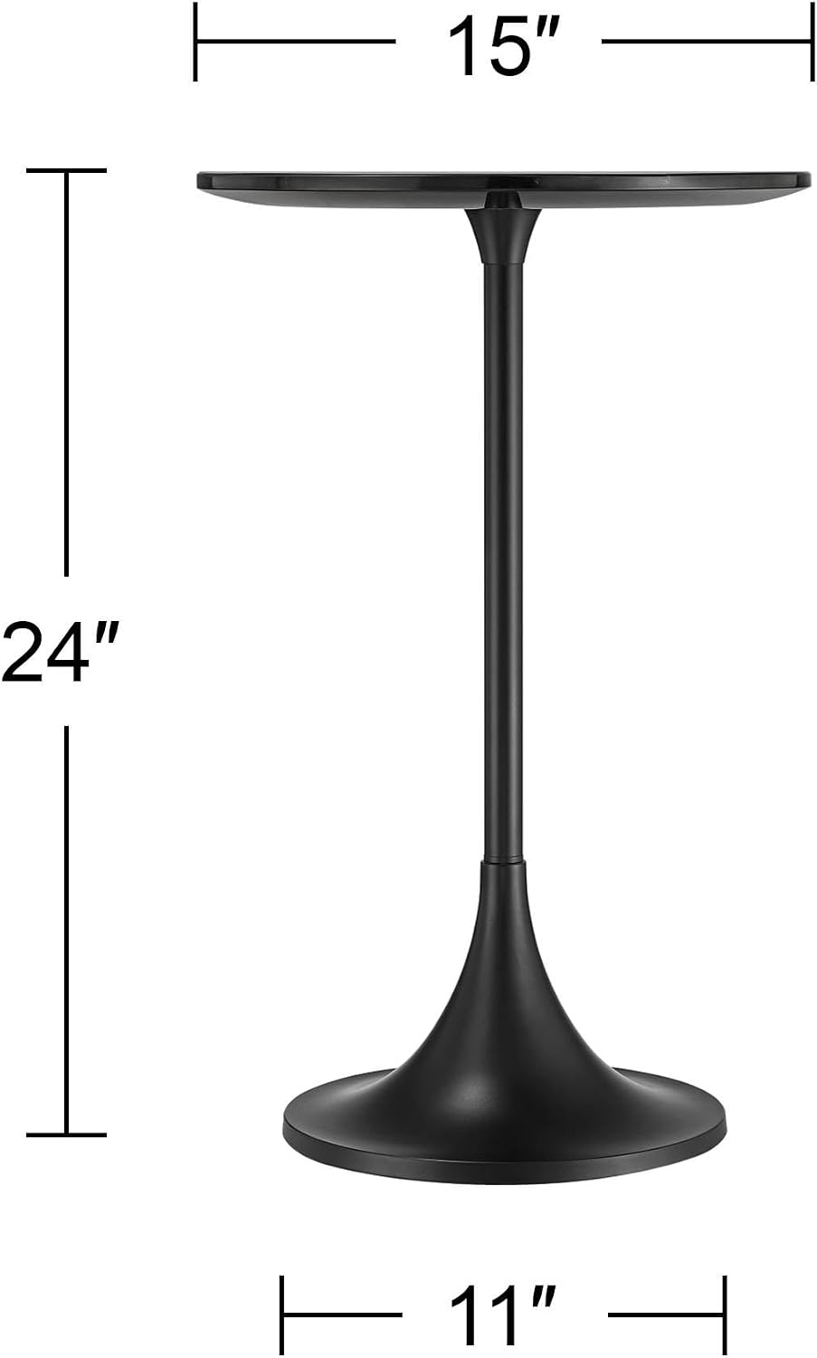 Studio 55D Studio 55 Mesita 24" End Table Black Marble Top with Black Fi...