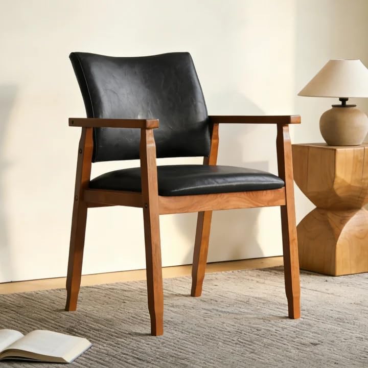 NOBPEINT Mid-Century Modern Dining Chairs with Armrest Set of 1, PU Leather U...