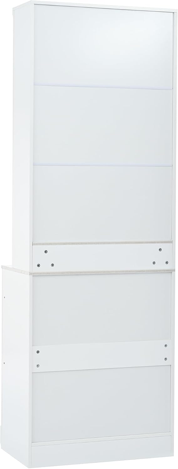 Modern 83.7inch High Kitchen Pantry, Freestanding Tall Kitchen Hutch with Fau...