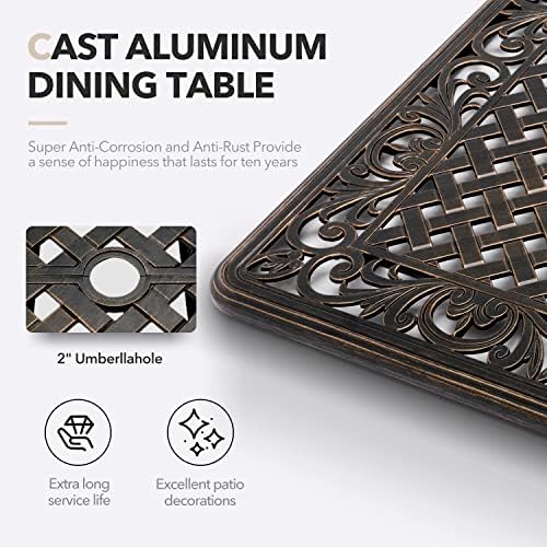 𝗔𝗶𝗹𝗶𝘀𝗺𝗮𝗶𝗹 7 Piece Outdoor Dining Set Cast Aluminum Retro Patio Dining Set for...