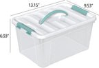 14 Quarts Latching Storage Containers, 8-Pack Clear Plastic Tote Boxes with Lids and Handles
