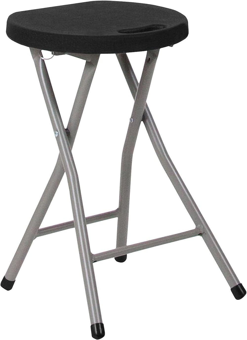 Flash Furniture Micah Foldable Stool with Black Plastic Seat and Titanium Gra...