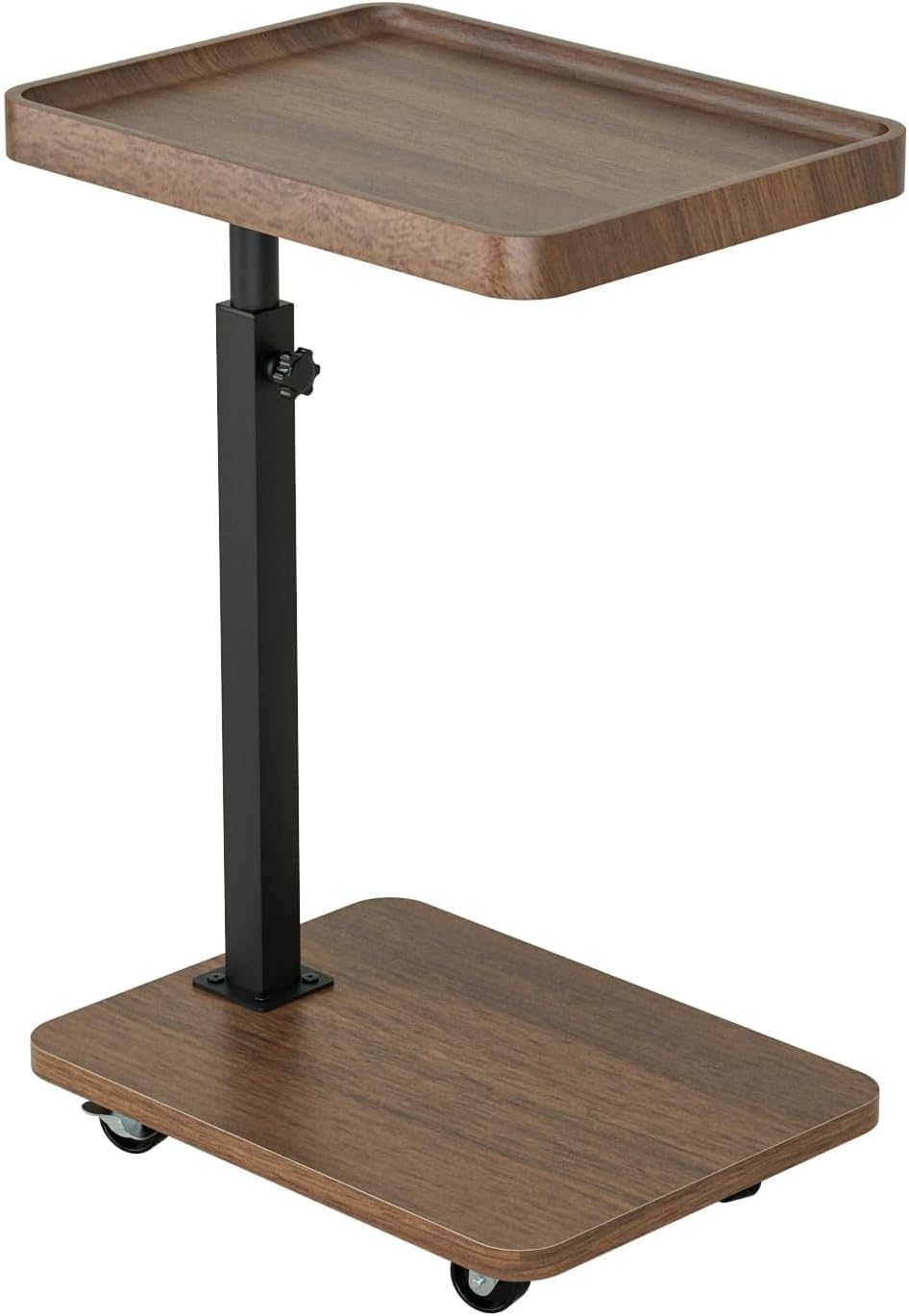 TV Tray Table Set of 2, C Shaped Adjustable End Side Table(Brown)