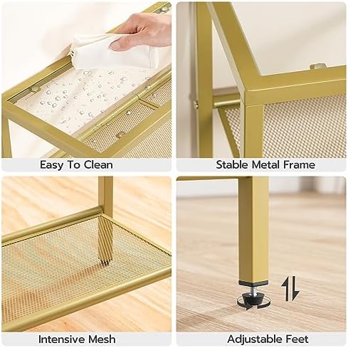 HOOBRO 29.5" Narrow Console Table, 3-Tier Tempered Glass Sofa Table | Mo...