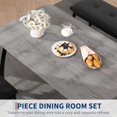IDEALHOUSE 43'' Dining Table Set for 4, Wooden Kitchen Table with Uph...