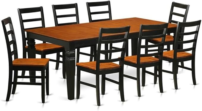 East West Furniture LGPF9-BCH-W 9 Piece Modern Dining Table Set Includes a Re...