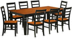 East West Furniture LGPF9-BCH-W 9 Piece Modern Dining Table Set Includes a Rectangle Wooden Table with Butterfly Leaf and 8 Dining Chairs, 42x84 Inch, Black & Cherry
