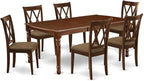 East West Furniture DOCL7-MAH-C 7 Piece Kitchen Table & Chairs Set Consist of a Rectangle Butterfly Leaf Dining Table and 6 Linen Fabric Upholstered Chairs, 42x78 Inch, Mahogany