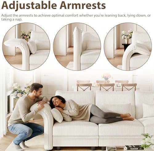 LLappuil 9 Seat Sectional Couch with Storage, Large U Shaped Corduroy Modular...