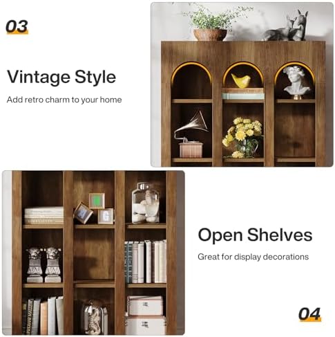 Tribesigns 5-Tier Arched Bookshelf, 70.87-Inch Mid Century Modern Bookcase