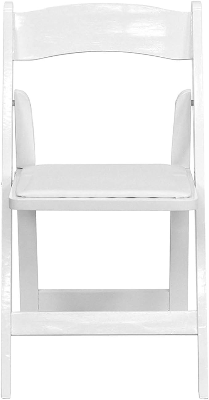 Flash Furniture Hercules Series Beechwood Folding Event Chairs with Padded Seats, Modern Wooden Folding Banquet Chairs, Set of 4, White