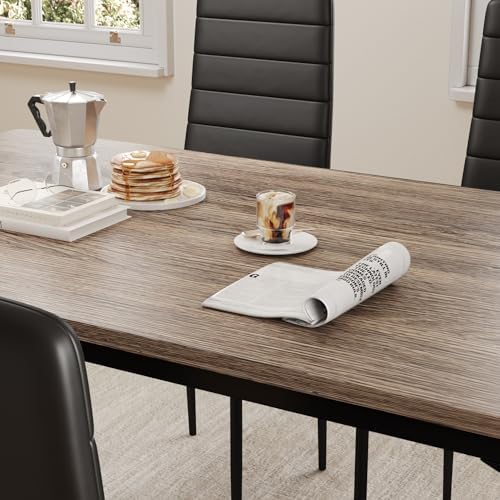 Gizoon 7-Piece Dining Table Set for 6, 63" Kitchen Table & PU Chairs...