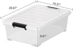 Sandmovie 4 Packs 20 Quart Plastic Under Bed Storage Boxes, Plastic Bins Storage Under Bed, Clear